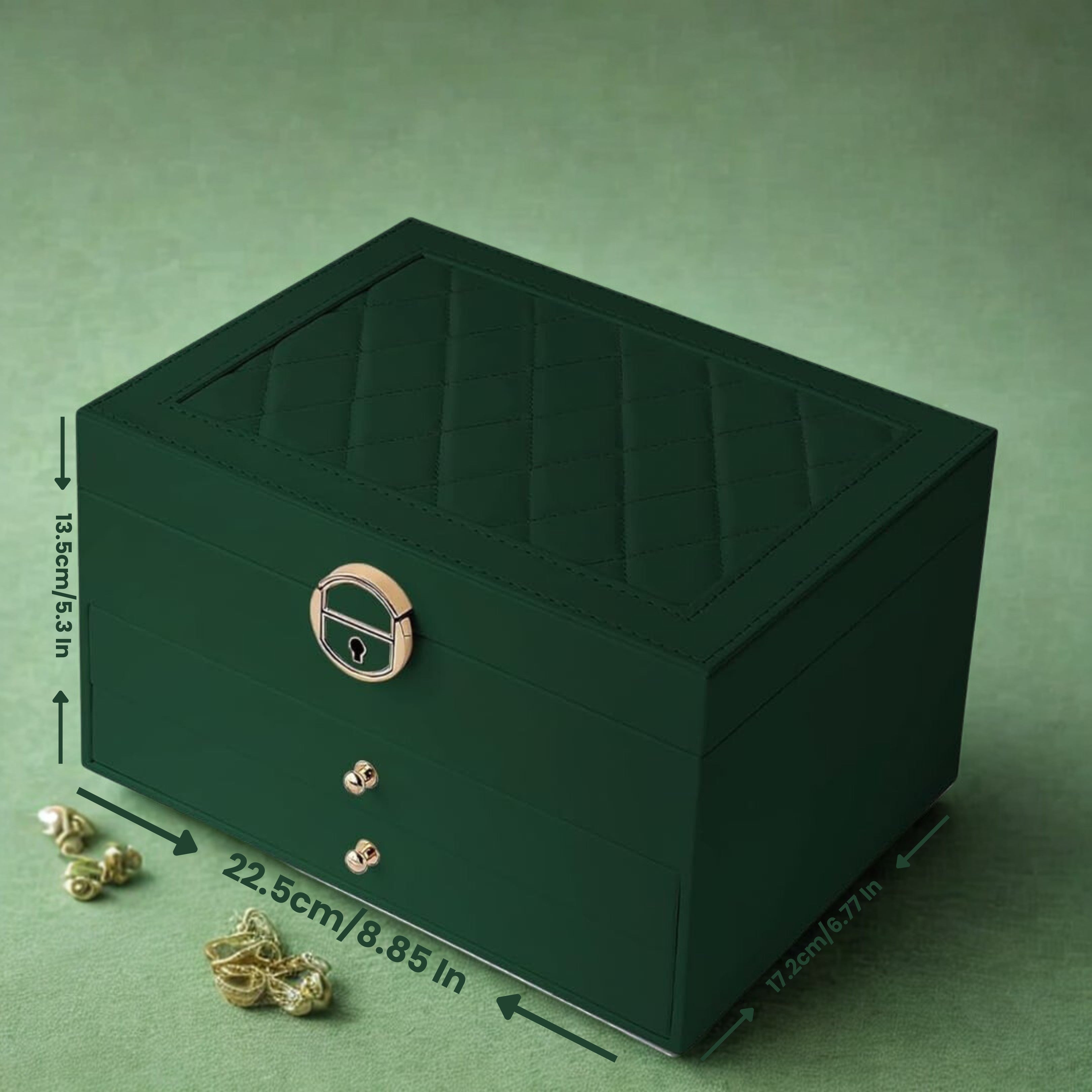 Large Capacity 3-Layer Jewelry Box with Lock & Key – Leather Display Case